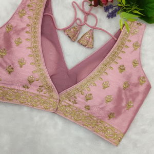 Embroidered Silk Blouse With Attach Sleeves - Image 9