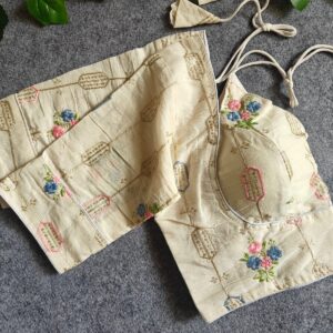Elegant Khadi Cotton Embroidered Blouse - Image 4