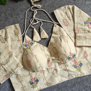 Elegant Khadi Cotton Embroidered Blouse