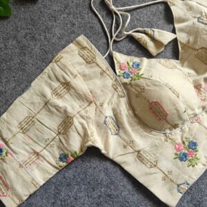 Elegant Khadi Cotton Embroidered Blouse - Image 3