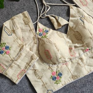 Elegant Khadi Cotton Embroidered Blouse - Image 2