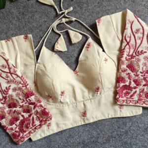 Pure Khadi Cotton Embroidered Top - Image 5