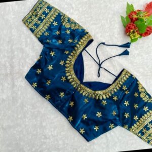 Elegant Silk Blouse with Golden Zari Embroidery - Image 7