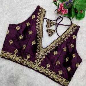 Embroidered Silk Blouse With Attach Sleeves - Image 3