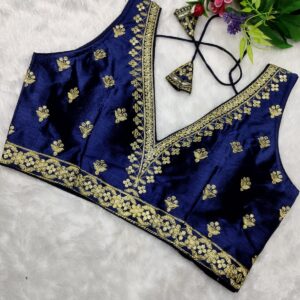 Embroidered Silk Blouse With Attach Sleeves - Image 7