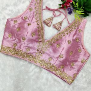 Embroidered Silk Blouse With Attach Sleeves - Image 8