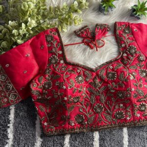 Luxury Bridal Blouse with Heavy Stars & Beads Work – Copper Matching Design